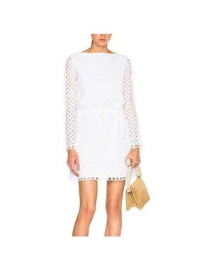 Carven Women's White Eyelet Mini Dress